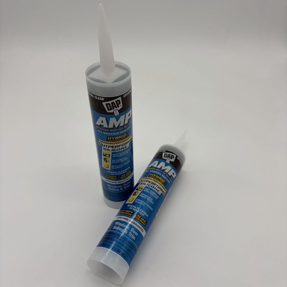 2 Pack DAP AMP Crystal Clear 9oz Window Door Siding Trim Sealant New